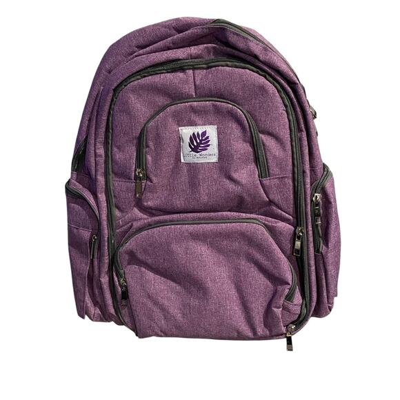 NWOT Little Wonders By Mihinoa Purple Back Pack Diaper Bag 3-Pc Set - Picture 2 of 6
